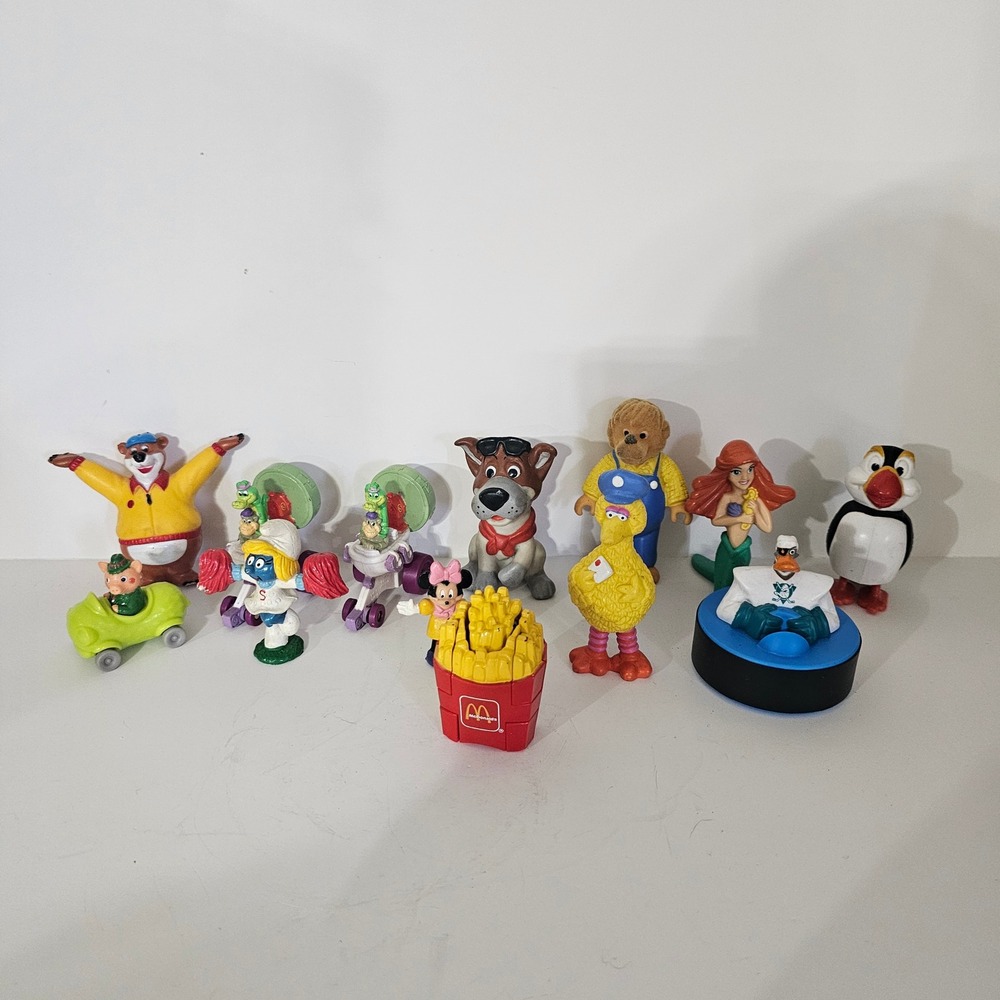 Vintage 90s Toy Lot McDonalds Changeables Disney Smurf Sesame Street Figures